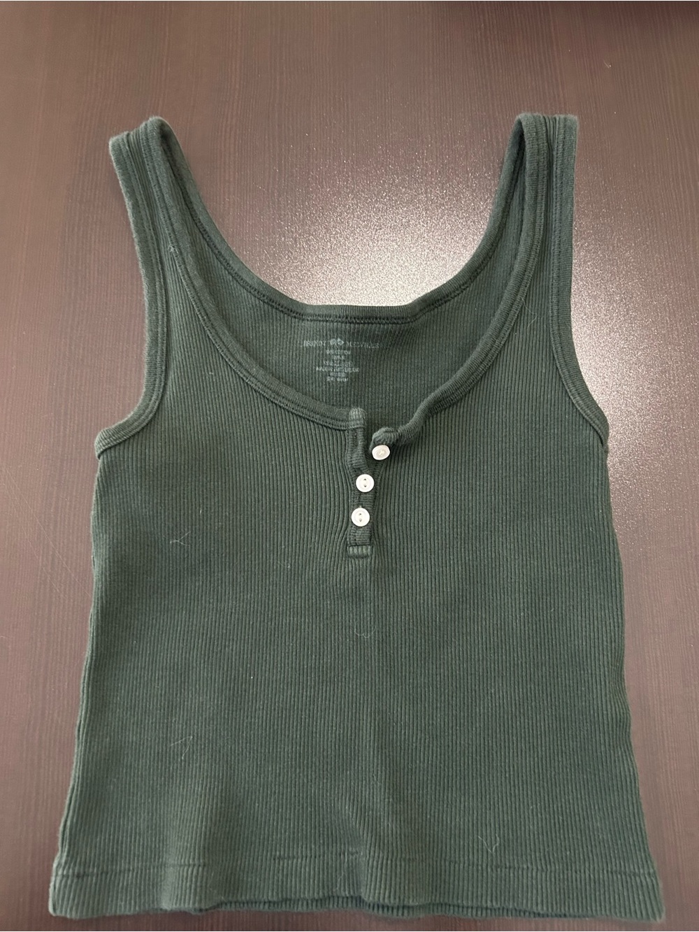Brandy Melville Ribbed Henley Tank Top in Black